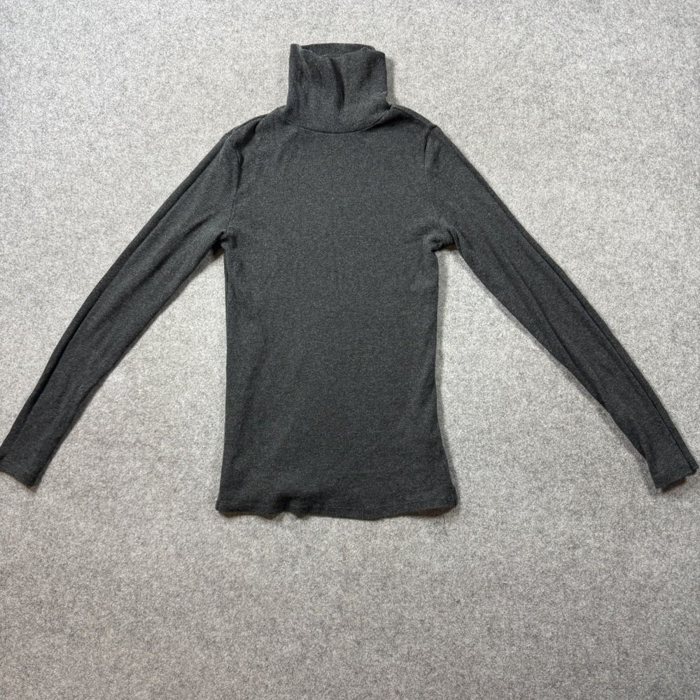 Ambiance Womens Turtleneck Top Size M Charcoal Grey Cotton Spandex Stretch Layer